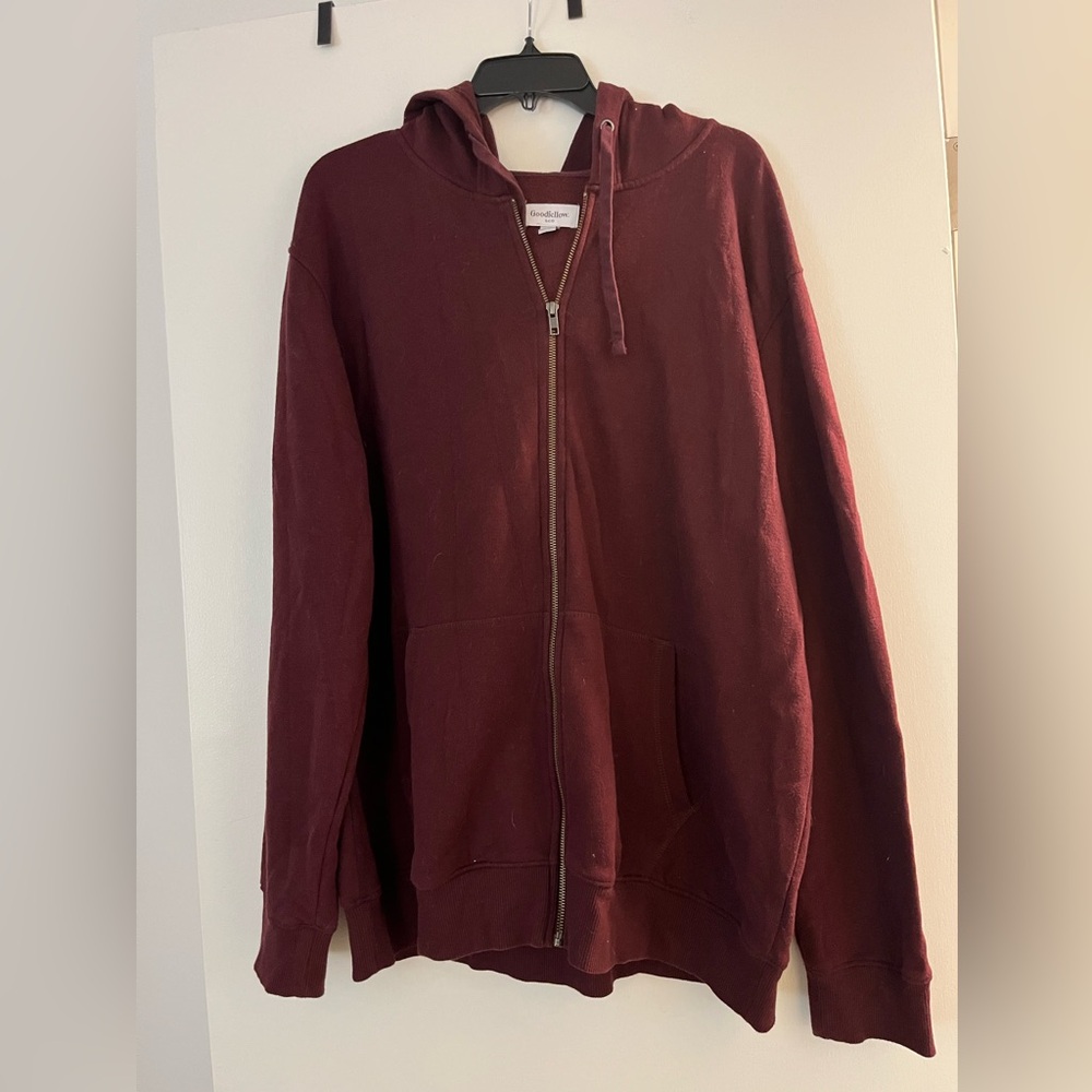 Burgundy Zip-Up Hoodie